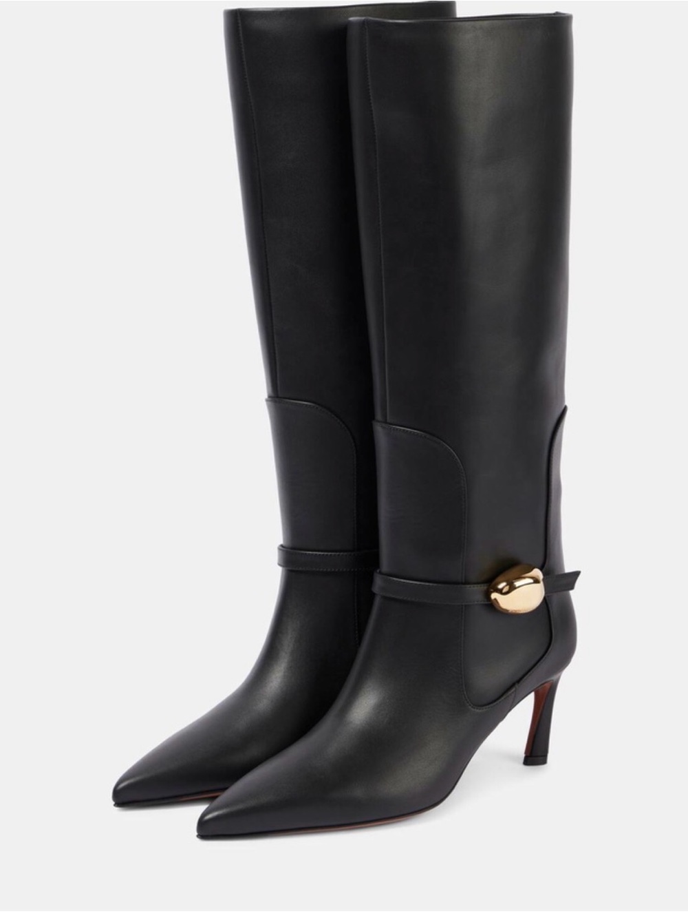 Zimmermann Black Leather Knee-High Pointed-Toe Boot withGold Hardware almost new